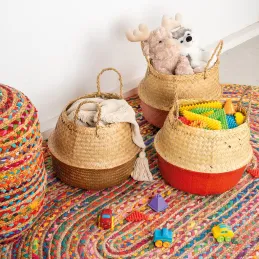 Tapis oval coloré en jute et coton