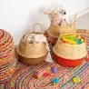 Tapis oval coloré en jute et coton