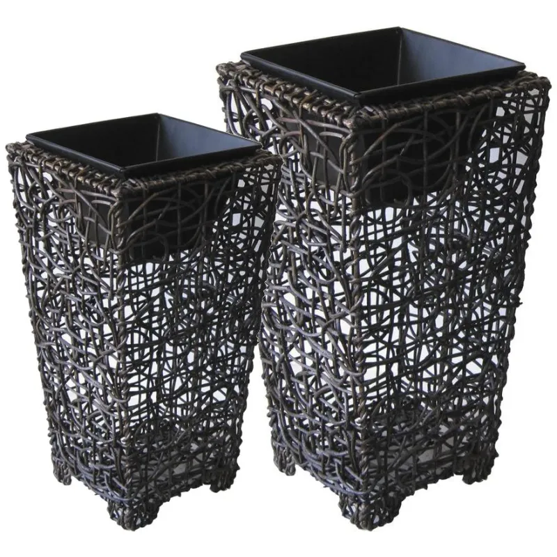 Vases en rotin et métal (Lot de 2)