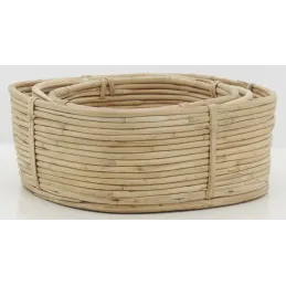 Corbeilles carrées en rotin naturel (Lot de 3)