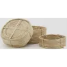Corbeilles carrées en rotin naturel (Lot de 3)