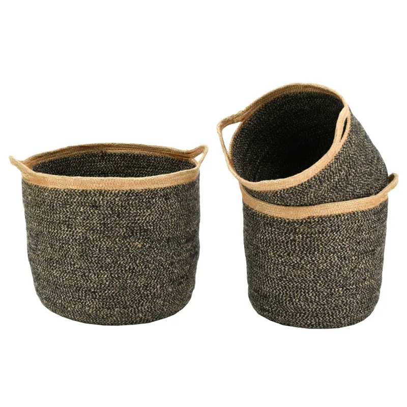 Corbeilles de rangement en jute naturelle et teintée