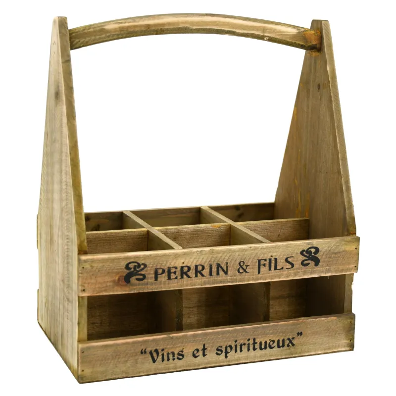 Porte-bouteilles en bois vieilli Perrin &amp; fils