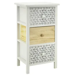 Commode en bois teinté blanc et naturel
