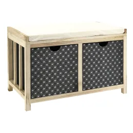 Banc en paulownia naturel et teinté noir 2 tiroirs