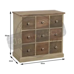 Commode 9 tiroirs en pin La fabrique