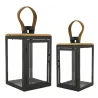 Lanternes en métal et bois (Lot de 2)