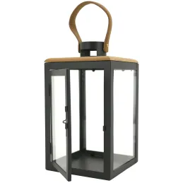 Lanternes en métal et bois (Lot de 2)