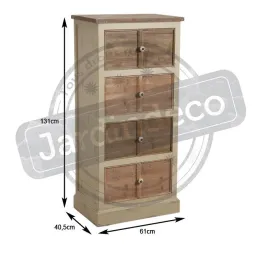 Commode 4 tiroirs en pin et poignées céramique