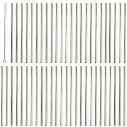 Set 50 pailles droites en inox avec goupillon