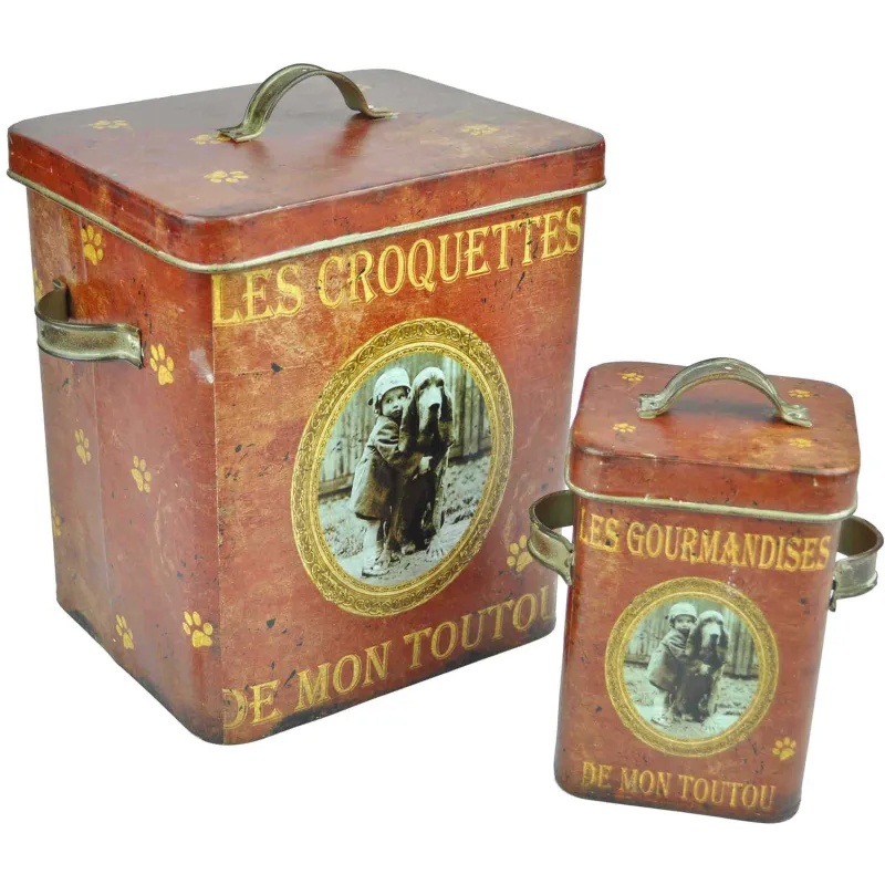 Boîtes à croquettes Mon toutou (Lot de 2)