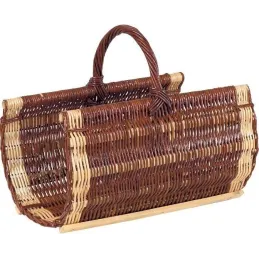Panier à bûches en osier brut et écorcé