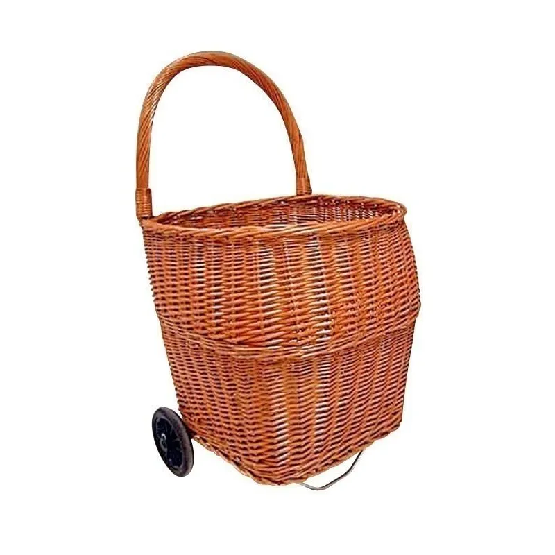 Chariot à bûches en osier buff