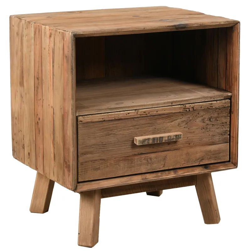 Table de nuit en pin recyclé Rewood 55 x 45 x 62 cm