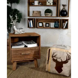 Table de nuit en pin recyclé Rewood 55 x 45 x 62 cm