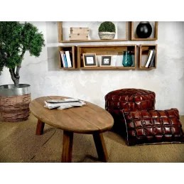 Table basse ovale en pin recyclé Rewood
