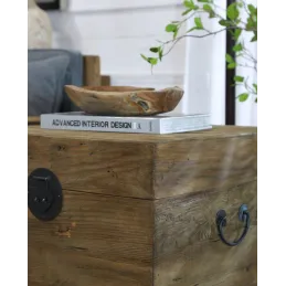 Coffre carré en pin et métal Rewood