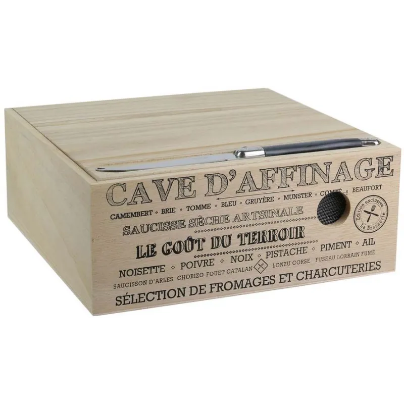 Cave à fromages en bois avec couteau Bistrot