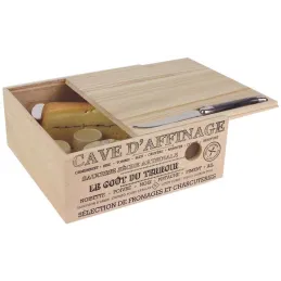 Cave à fromages en bois avec couteau Bistrot