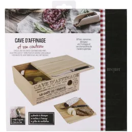 Cave à fromages en bois avec couteau Bistrot
