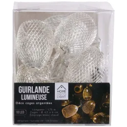 Guirlande lumineuse 10 cages argentées