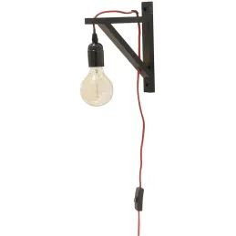 Lampe murale équerre en bois noir