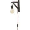 Lampe murale équerre en bois noir