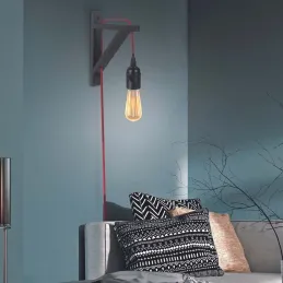 Lampe murale équerre en bois noir