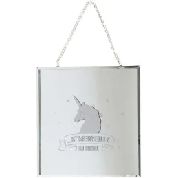 Miroir carré avec chainette licorne