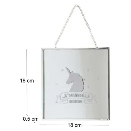 Miroir carré avec chainette licorne