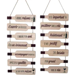 Plaque décorative en bois bouteilles 38 x 85 cm (Lot de 2)
