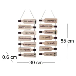 Plaque décorative en bois bouteilles 38 x 85 cm (Lot de 2)