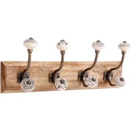Patère vintage 4 crochets en céramique