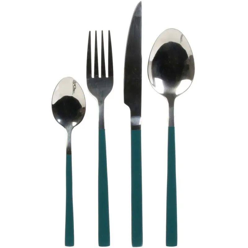 Ménagère 16 pièces en inox manche coloré