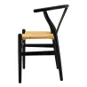 Chaise en bouleau laqué noir et papier cordé