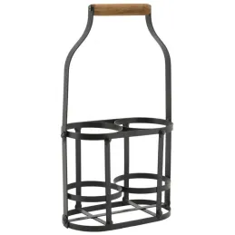 Panier bouteilles en métal et bois