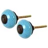 Bouton de porte rond effet craquelé bleu (Lot de 2)
