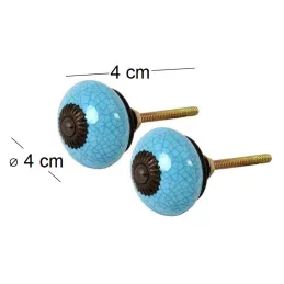 Bouton de porte rond effet craquelé bleu (Lot de 2)