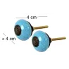 Bouton de porte rond effet craquelé bleu (Lot de 2)