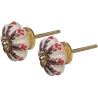 Bouton de porte classique feuilles rouges (Lot de 2)