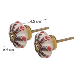 Bouton de porte classique feuilles rouges (Lot de 2)