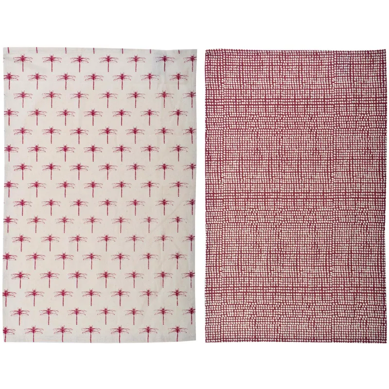 Torchon de cuisine en coton Libellules (Lot de 2)