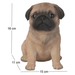 Chiot carlin en résine 16 cm