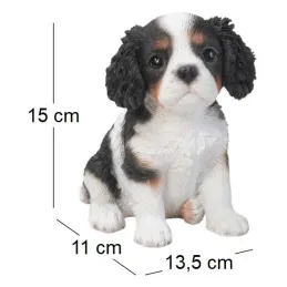 Chiot king charles assis en résine 15 cm