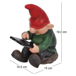 Nain de jardin avec tablette en résine 19 cm
