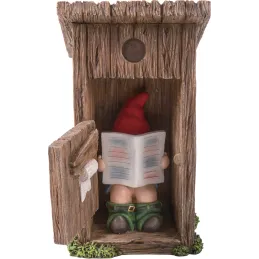 Nain de jardin dans cabanon en résine 20 cm