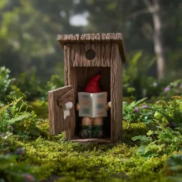 Nain de jardin dans cabanon en résine 20 cm