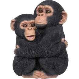 Chimpanzés enlacés en résine 35 cm