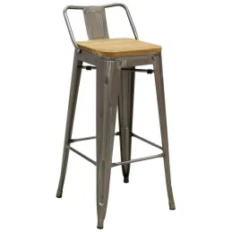 Tabouret de bar en métal et bois d'orme huilé