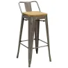Tabouret de bar en métal et bois d'orme huilé